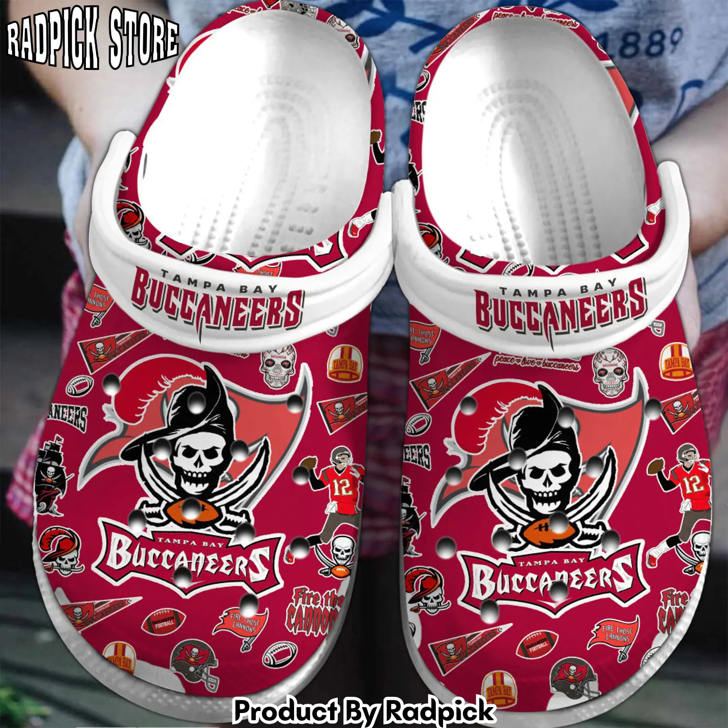 Radpick tampa bay buccaneers nfl sport clogs shoes comfortable for men women wqi rp652994